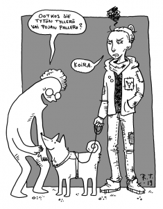 iita@jalkapuu.net simppa.sarjakuvablogit.com Oon sanoilla kikkaileva kaunosieluräyhääjä, jota kiinnostaa sarjikset, kuvittaminen ja koiran rapsuttaminen. Arki, hölmöily, radikaali rakkaus ja normien nyrjäyttäminen näkyy sisältövalinnoissa. Tuu ettiin karkkihyllyltä tai lähimmän baarin keikkalattialta, jos en vastaa sun viesteihin.